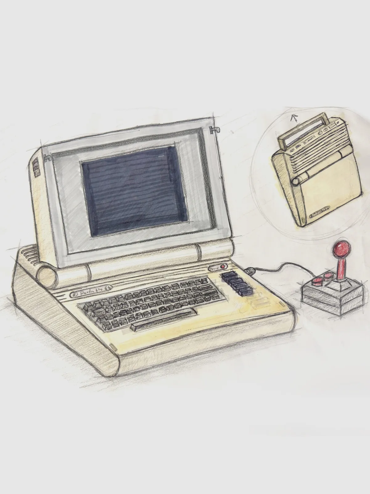 Pencil concept sketch of the Portable 64