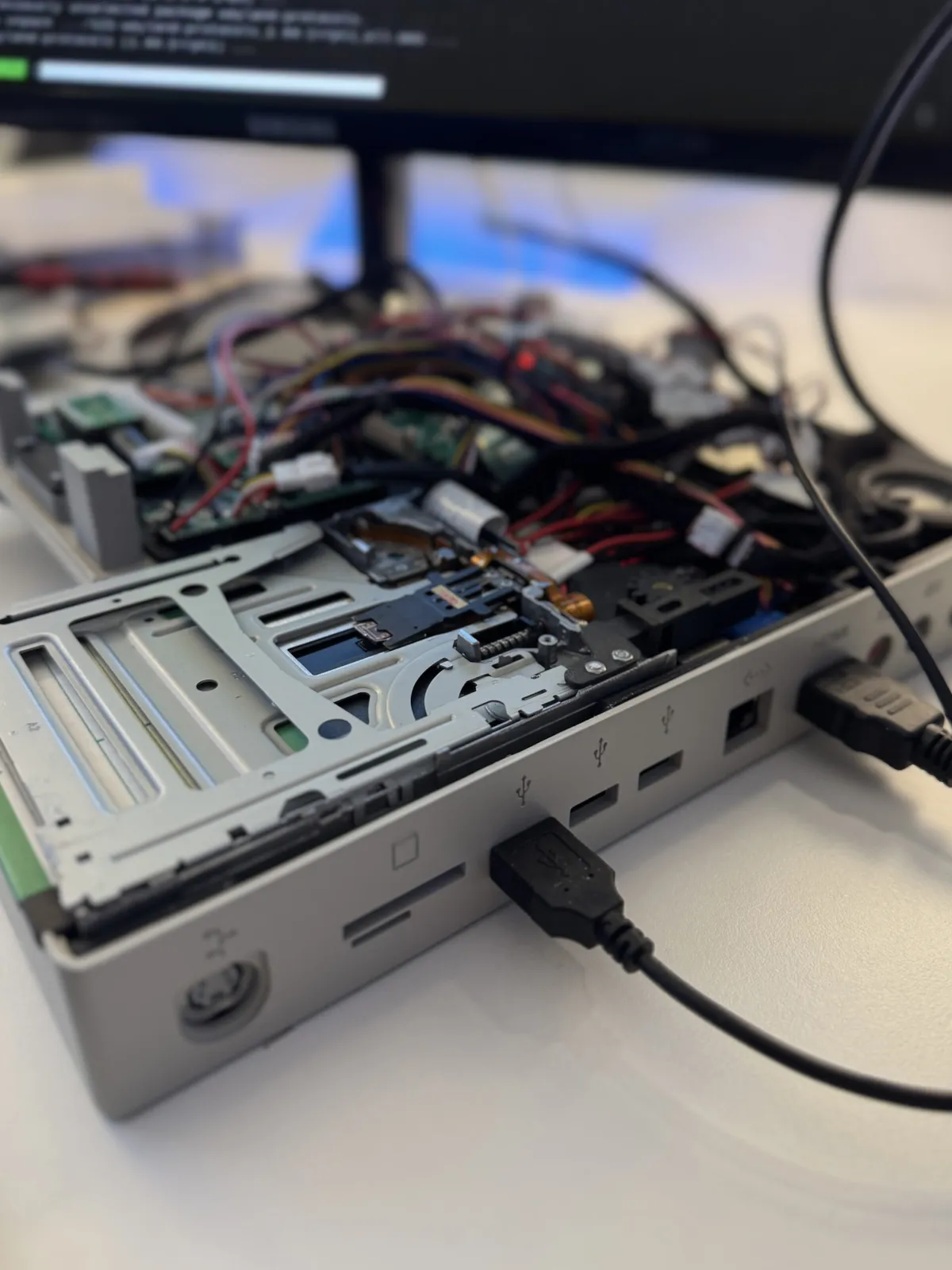 Wiring and electronics inside the prototype